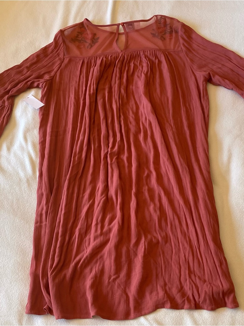 Route 66 Rust Red Embroidered Long Sleeve Midi Dress, XL, NEW WITH TAGS - Picture 4 of 4